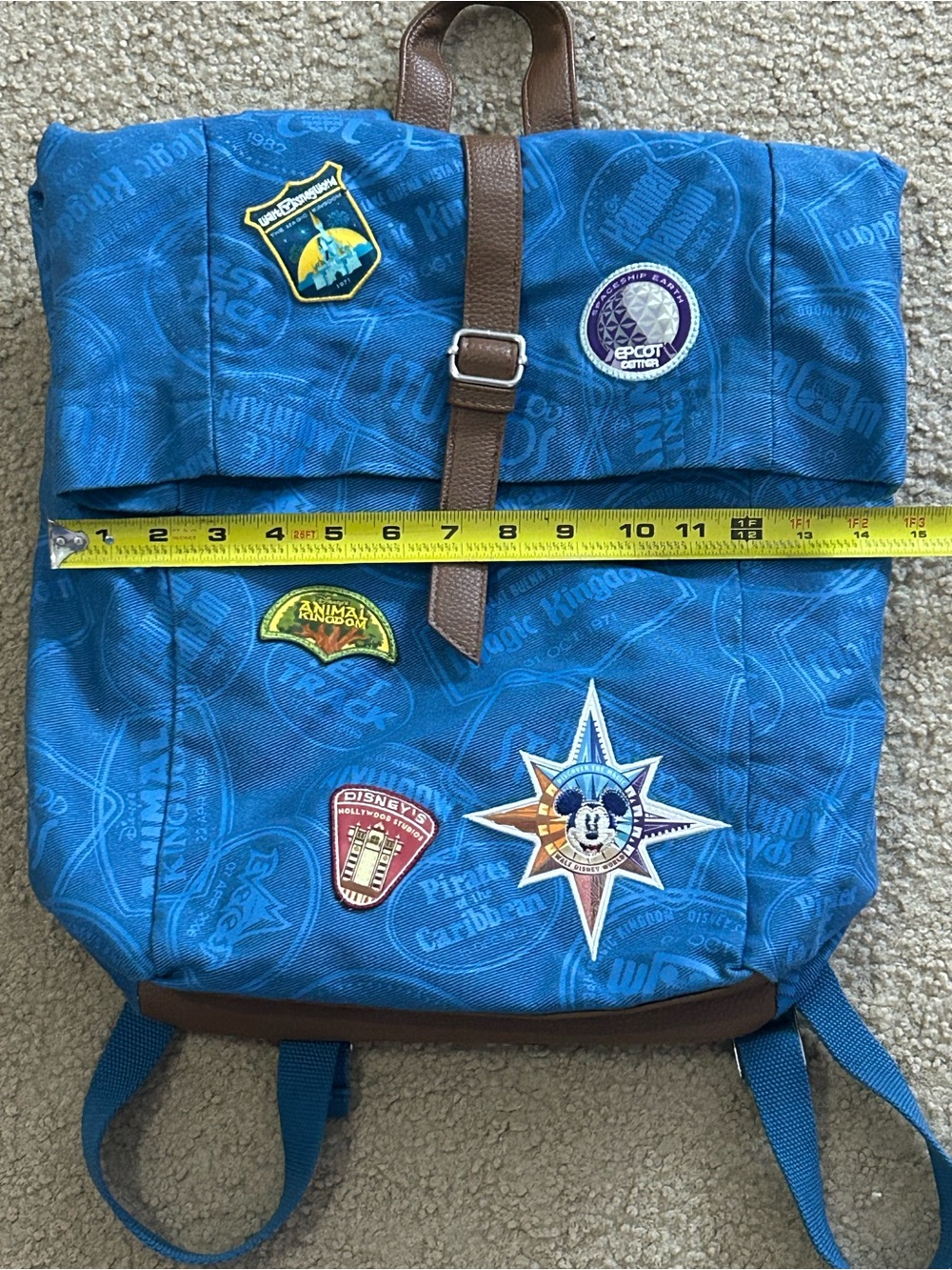 Disney World Passport Series Backpack Rucksack Embroidered Patches Padded Blue - Picture 7 of 9